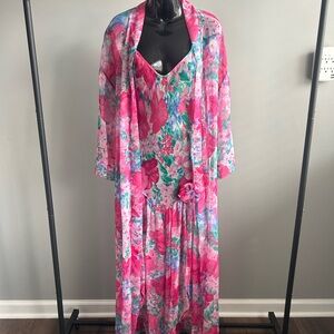 Miss Dior Floral Pink Maxi Dress with Cover-Up